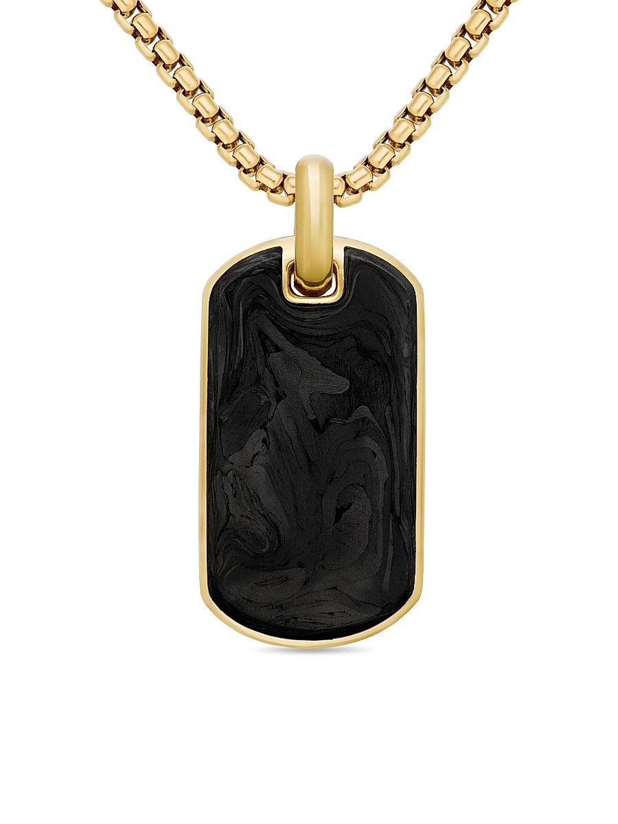 Mens Forged Carbon Tag In 18K Yellow Gold Product Image