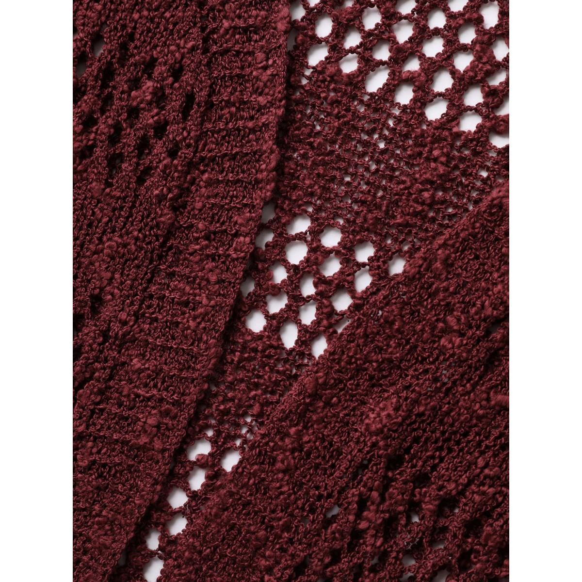 Plus Size Textured Cut-Out Open-Front Knit Cardigan Russet Women Leisure Loose Long Sleeve Casual Cardigans BloomChic 10/M Product Image