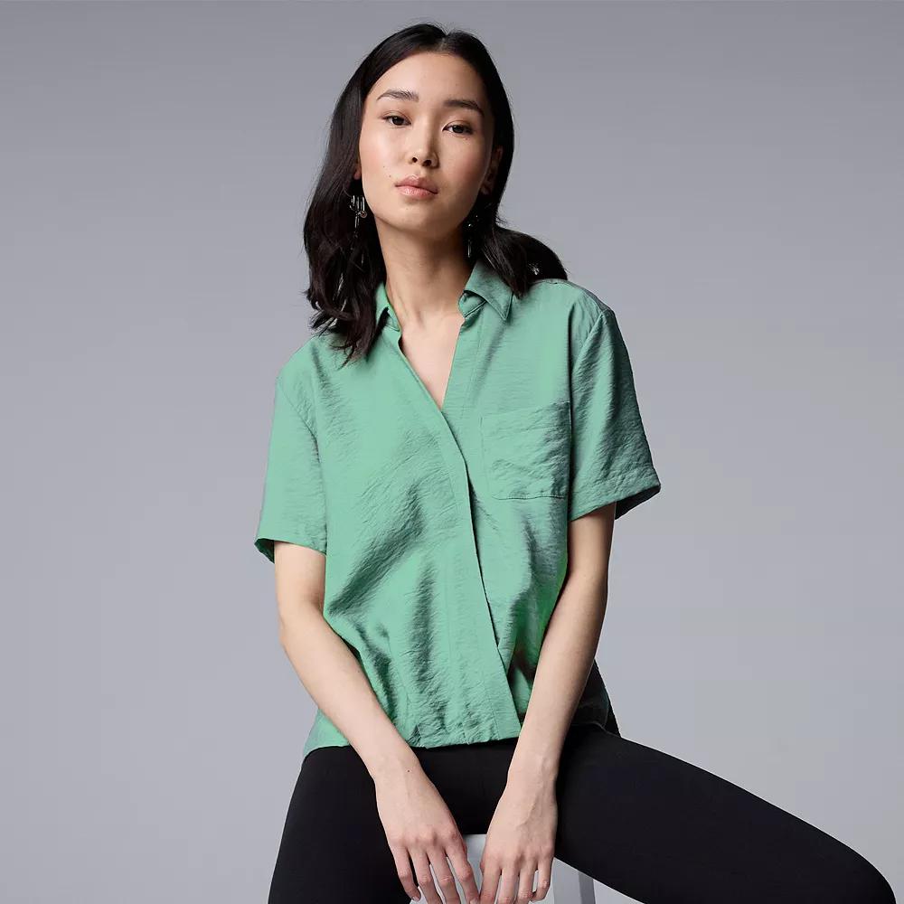 Women's Simply Vera Vera Wang Drapey Surplice Top, Size: Small, Blue Haze Product Image