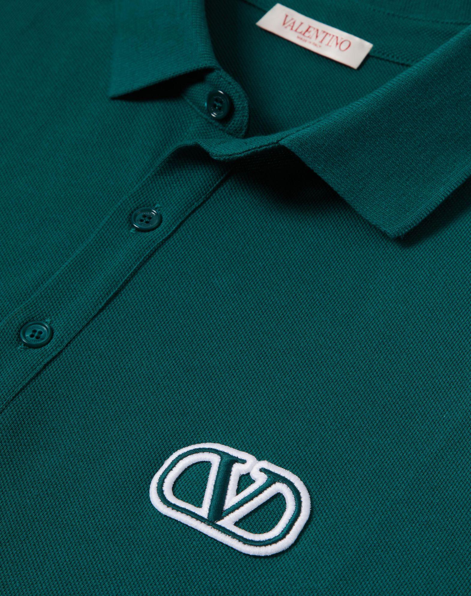 Cotton Piqué Polo Shirt With Vlogo Signature Patch Product Image