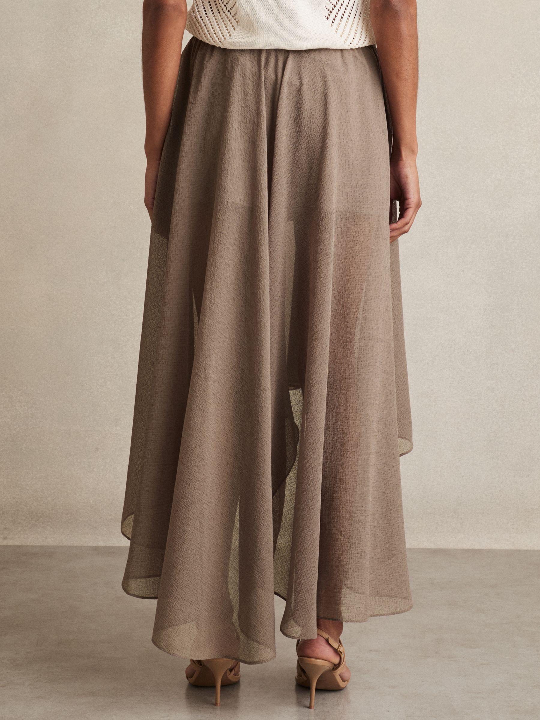 Sheer-Overlay High-Low Shorts in Mink Neutral Product Image