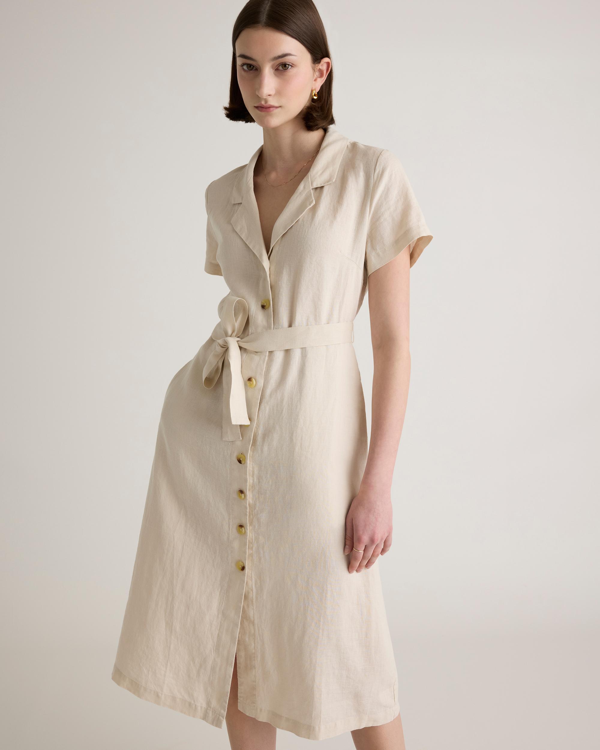 Quince | Women's 100% European Linen Button Front Dress Size XS Product Image