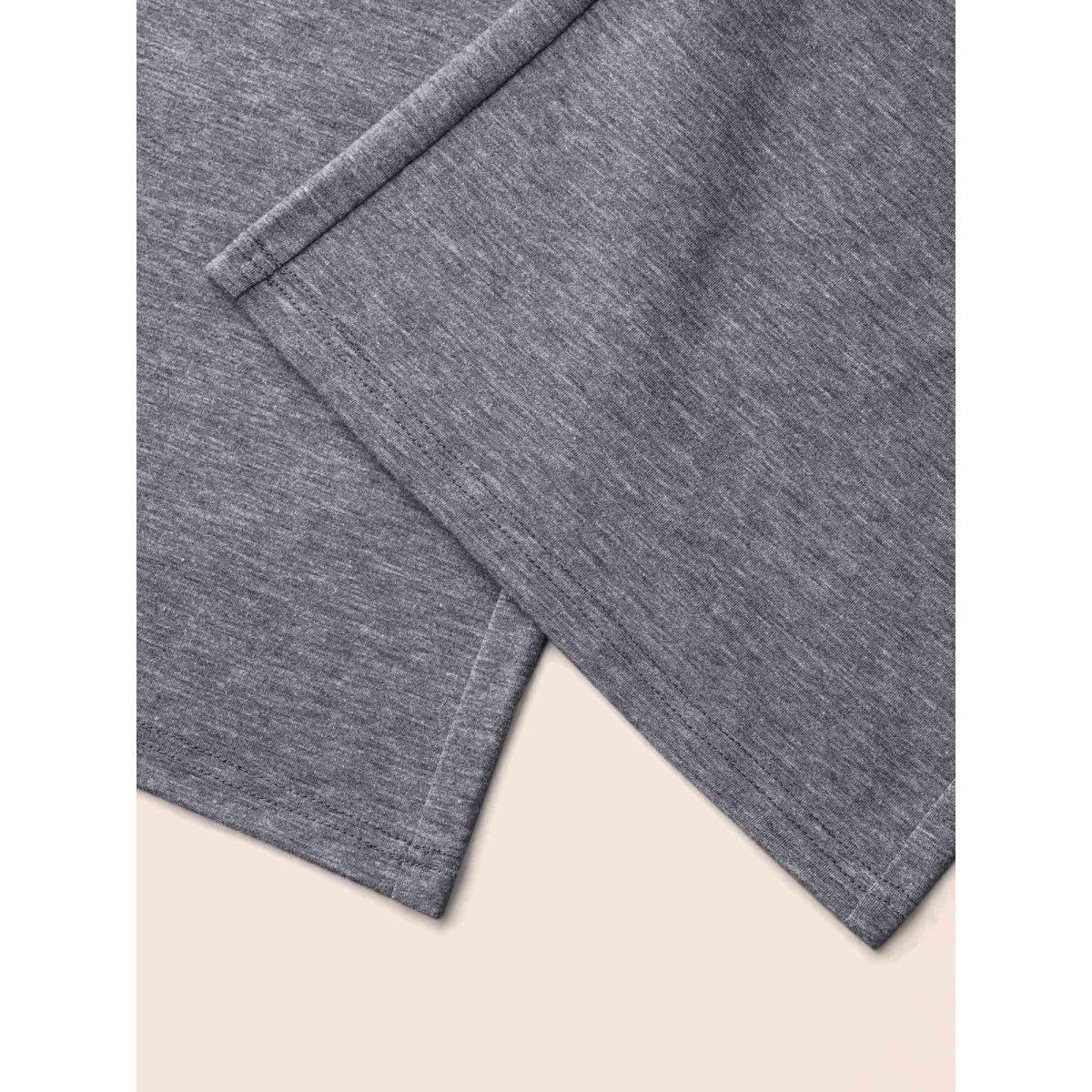 Plus Size Stretchy-Waist Heather Texture Flared Pants Women DarkGray Elegant Medium stretch Bootcut Mid Rise Everyday Leggings BloomChic 22-24/3X Product Image