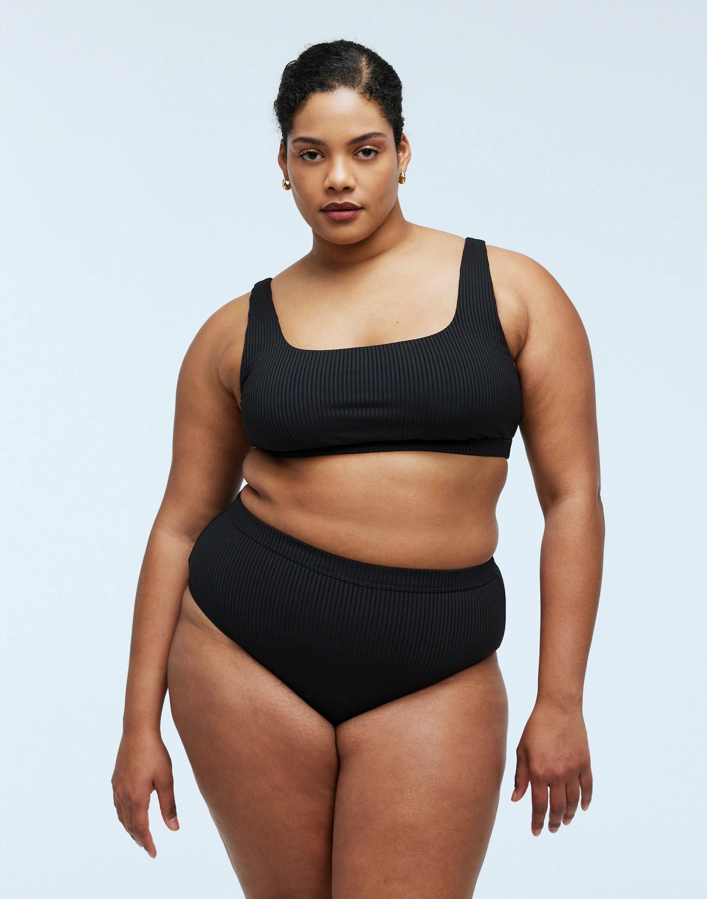 Plus Ribbed Square-Neck Bikini Top Product Image