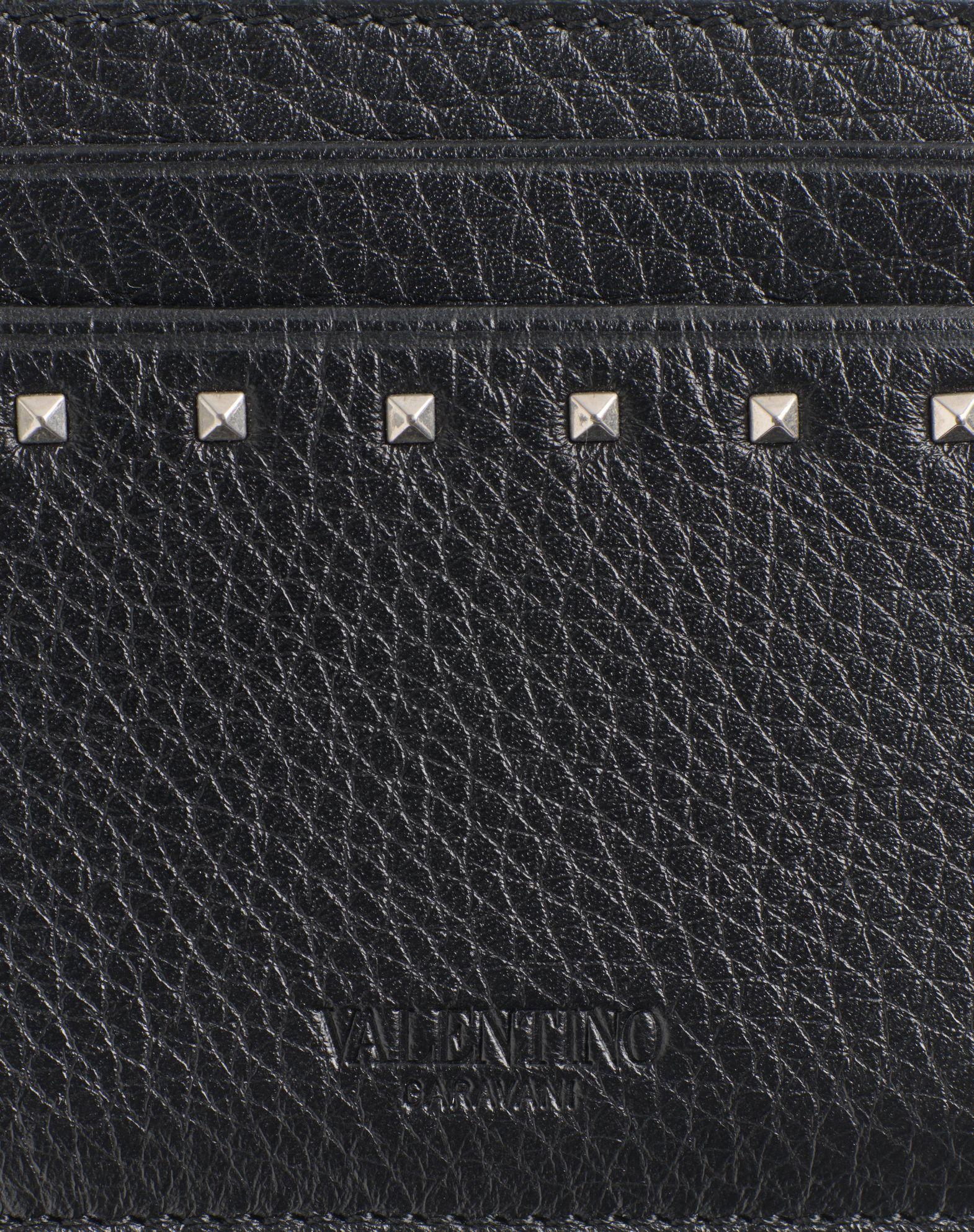 Rockstud Grainy Calfskin Cardholder Product Image