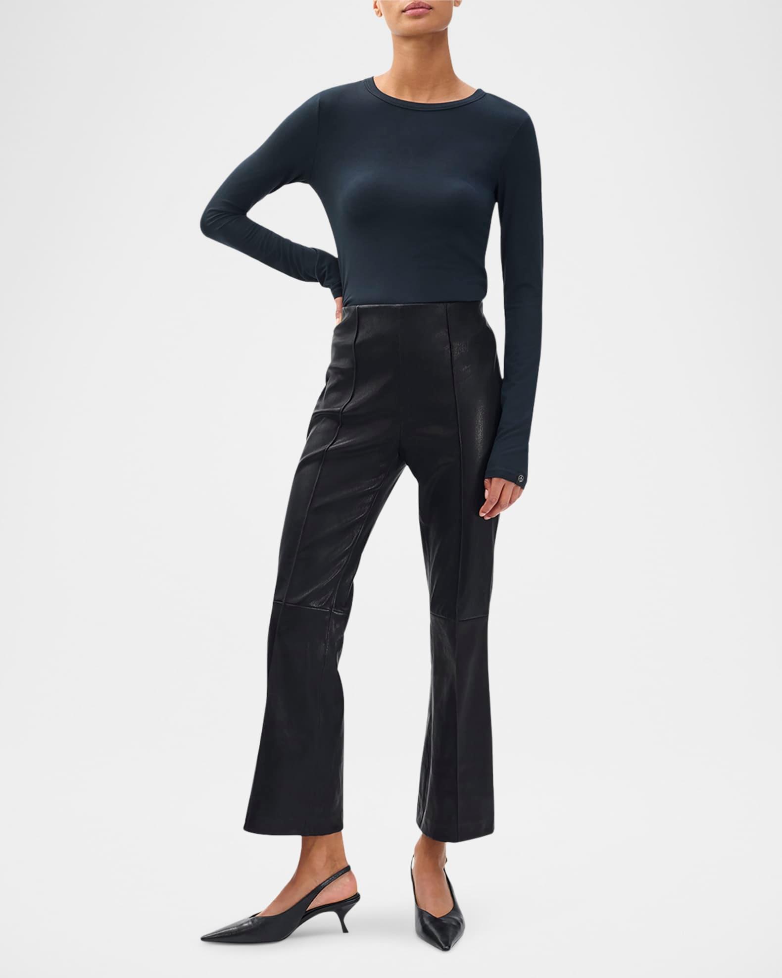 Irina Leather Kick-Flare Pants Product Image