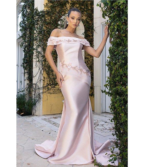 Terani Couture 3D Flower Beaded Off The Shoulder Dress Product Image