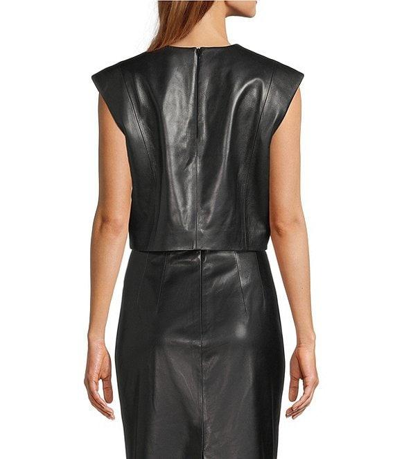 Antonio Melani Andrea Genuine Leather Sleeveless Coordinating Crew Neck Top Product Image