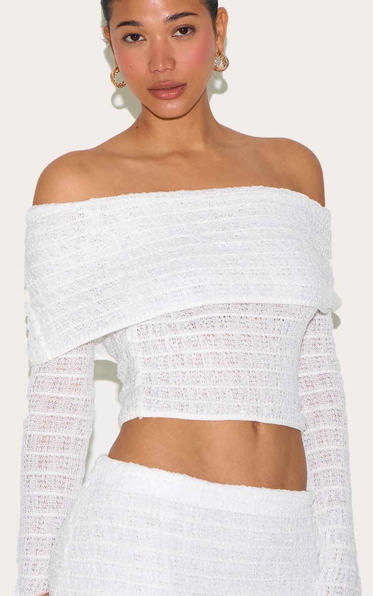 White Bardot Textured Knit Top Product Image