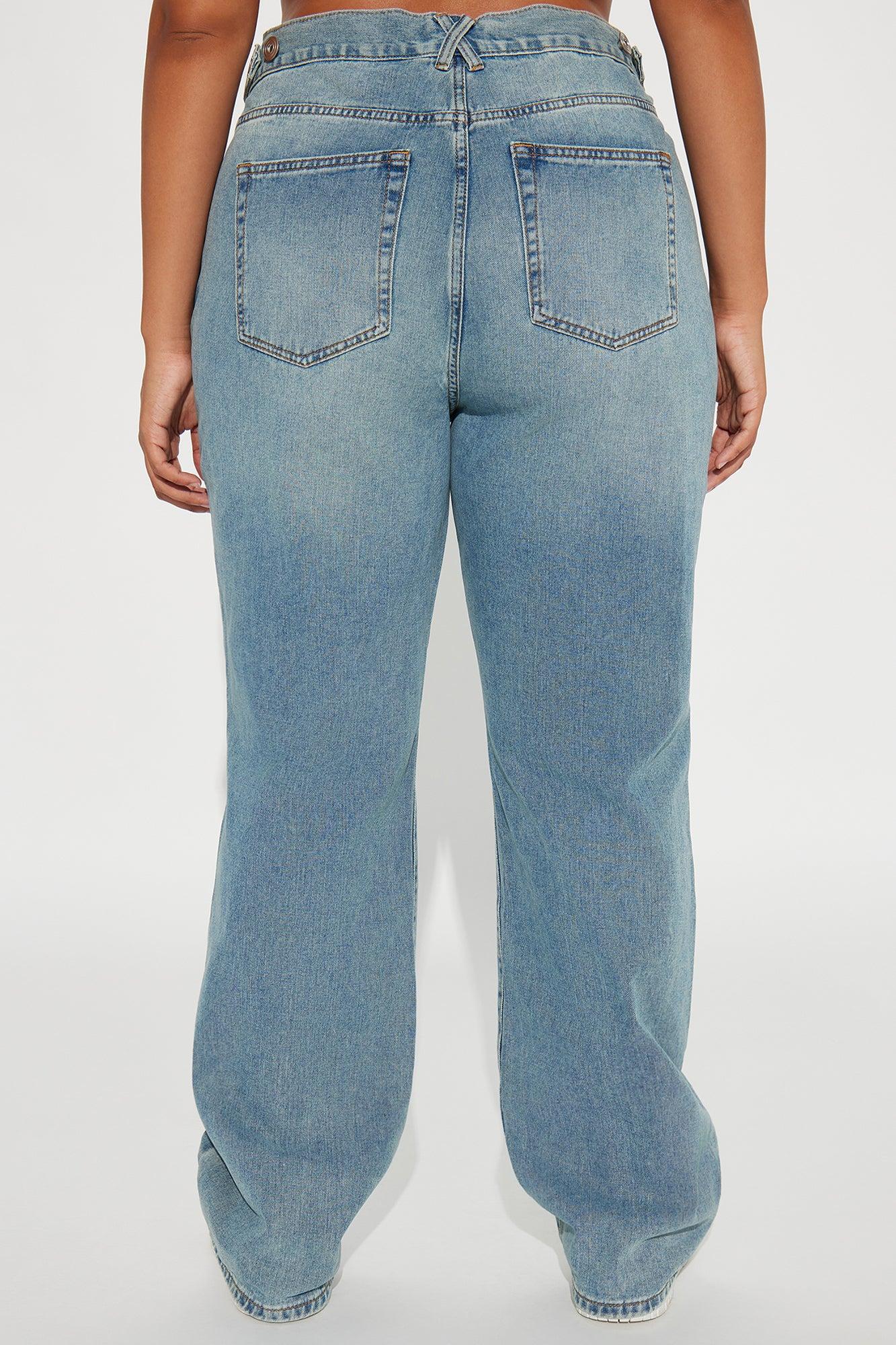 Dani Drop Waist Straight Leg Jeans - Medium Wash Product Image