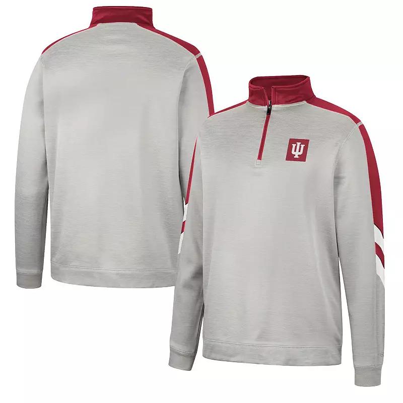 Men's Colosseum Gray/Scarlet Ohio State Buckeyes Bushwood Fleece Quarter-Zip Jacket,  Product Image