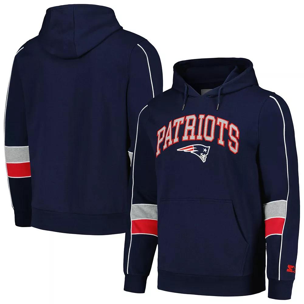 Men's Starter Navy New England Patriots Captain Pullover Hoodie, Size: 3XL, Blue Product Image