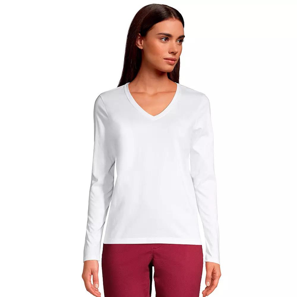 Petite Lands' End Supima Cotton Relaxed V-Neck Tee, Women's,  Product Image