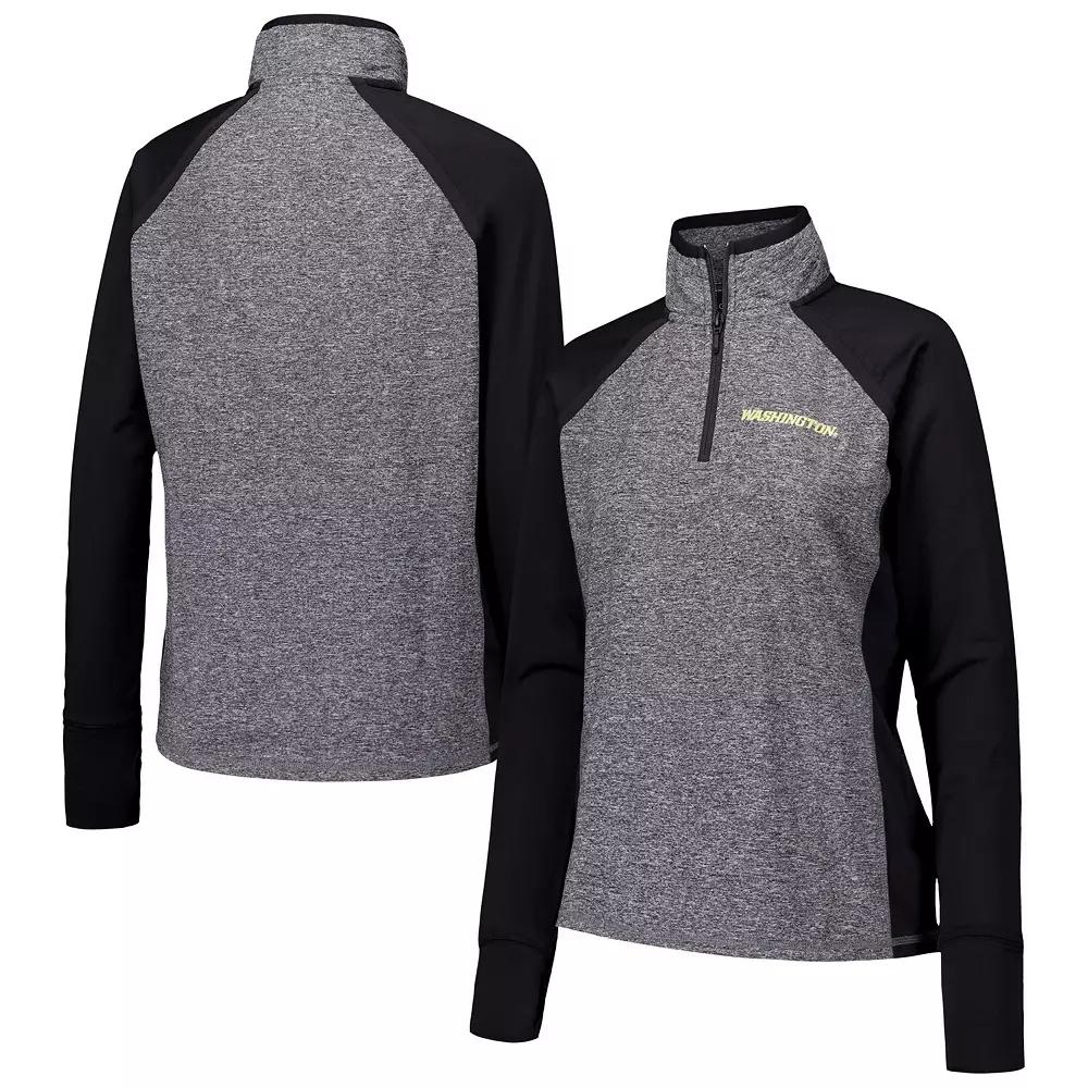 Women's Black/Heather Gray Washington Huskies Finalist Raglan Quarter-Zip Jacket, Size: XL Product Image