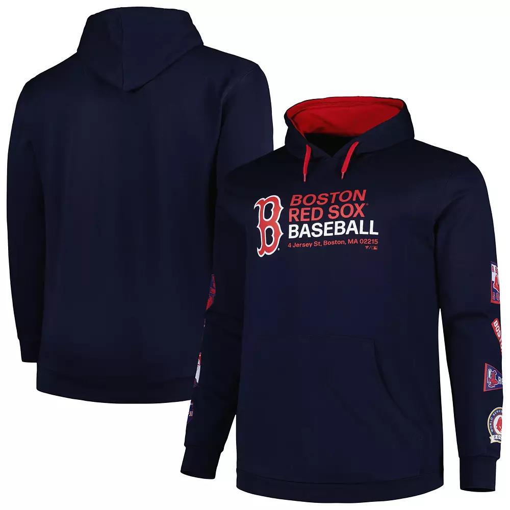 Men's Navy Boston Red Sox Big & Tall Fleece Pullover Hoodie, Size: 3XLT, Blue Product Image