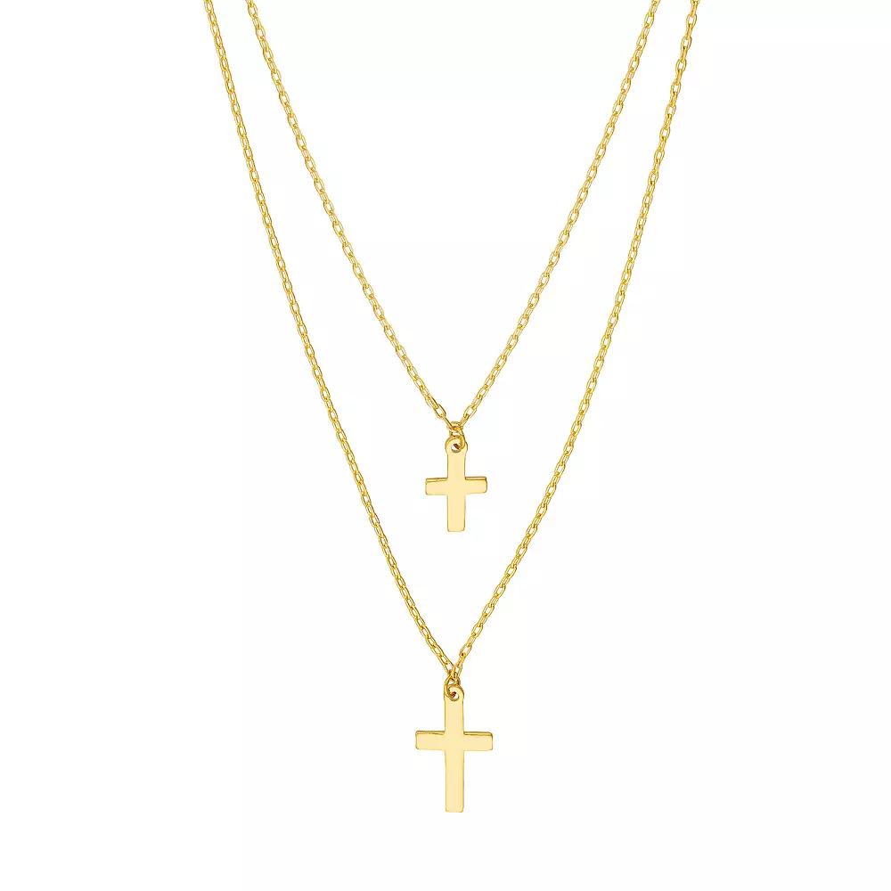 14k Gold Double Strand Cross Necklace, Women's, Size: 18" Product Image