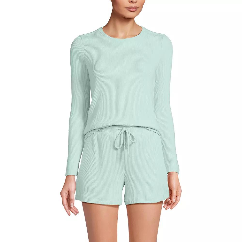 Women's Lands' End 2-pc. Cozy Brushed Rib Pajama Top & Pajama Shorts Set,  Product Image