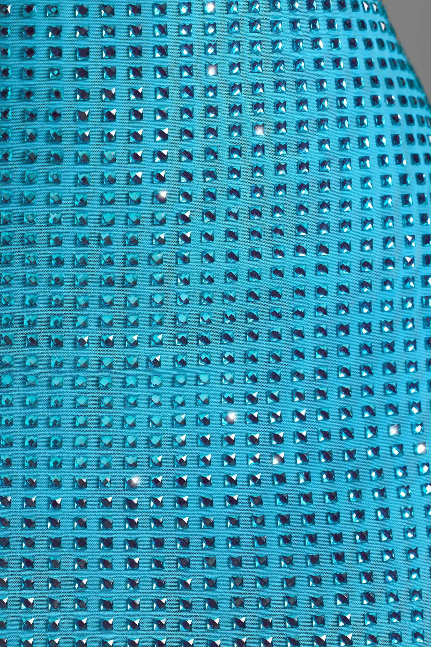 Embellished Halterneck Mini Dress in Aqua Blue Product Image