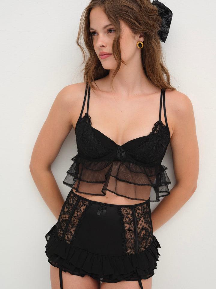 Heartbeat Lace Bra Top — Black Product Image