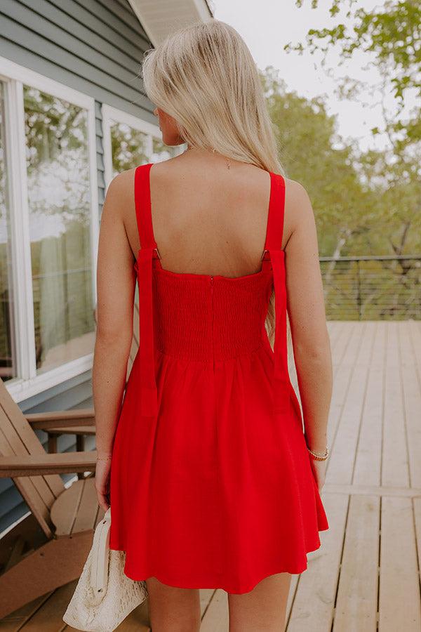 Sweet Talk Linen-Blend Mini Dress in Red Product Image