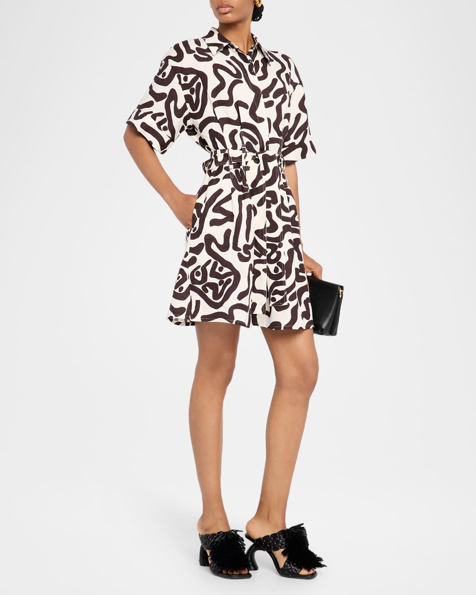 Camelia Printed Short-Sleeve Open-Back Mini Dress Product Image