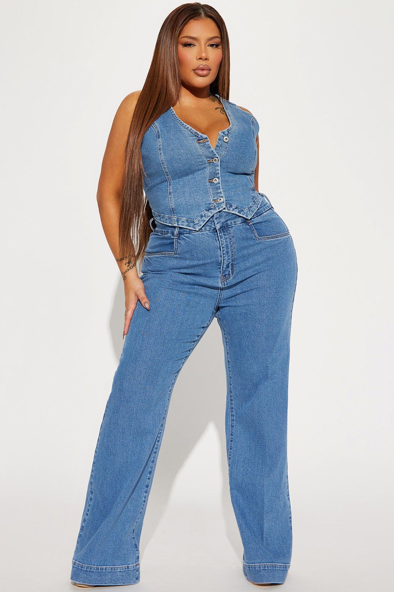 Western Showdown Trouser Flare Jeans - Medium Wash Product Image