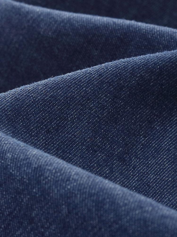 Lyocell Denim Gathered Waist Stretch Women Midi Dress Product Image