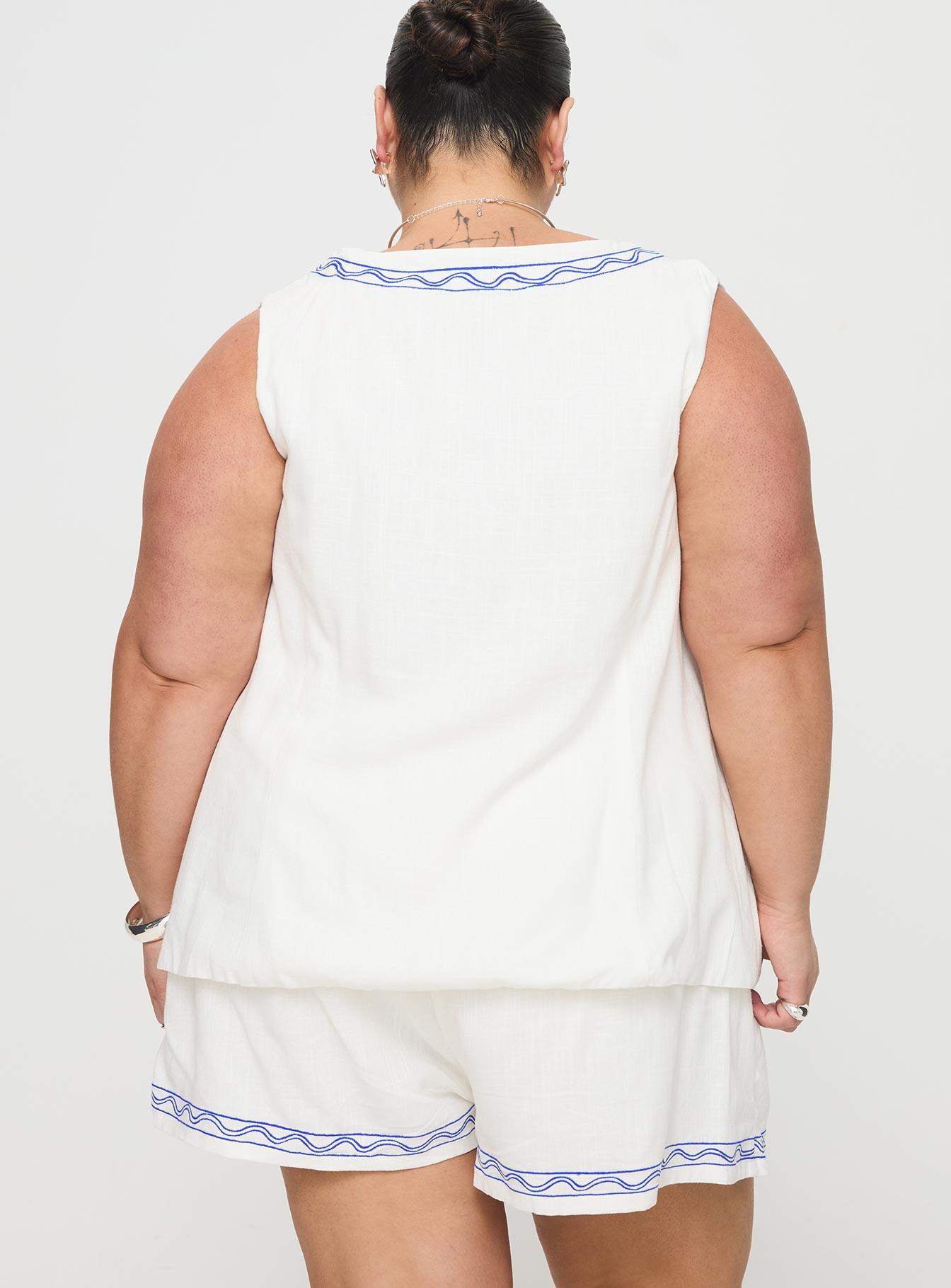 Sun And Palm Trees Vest Set White / Blue Curve Product Image
