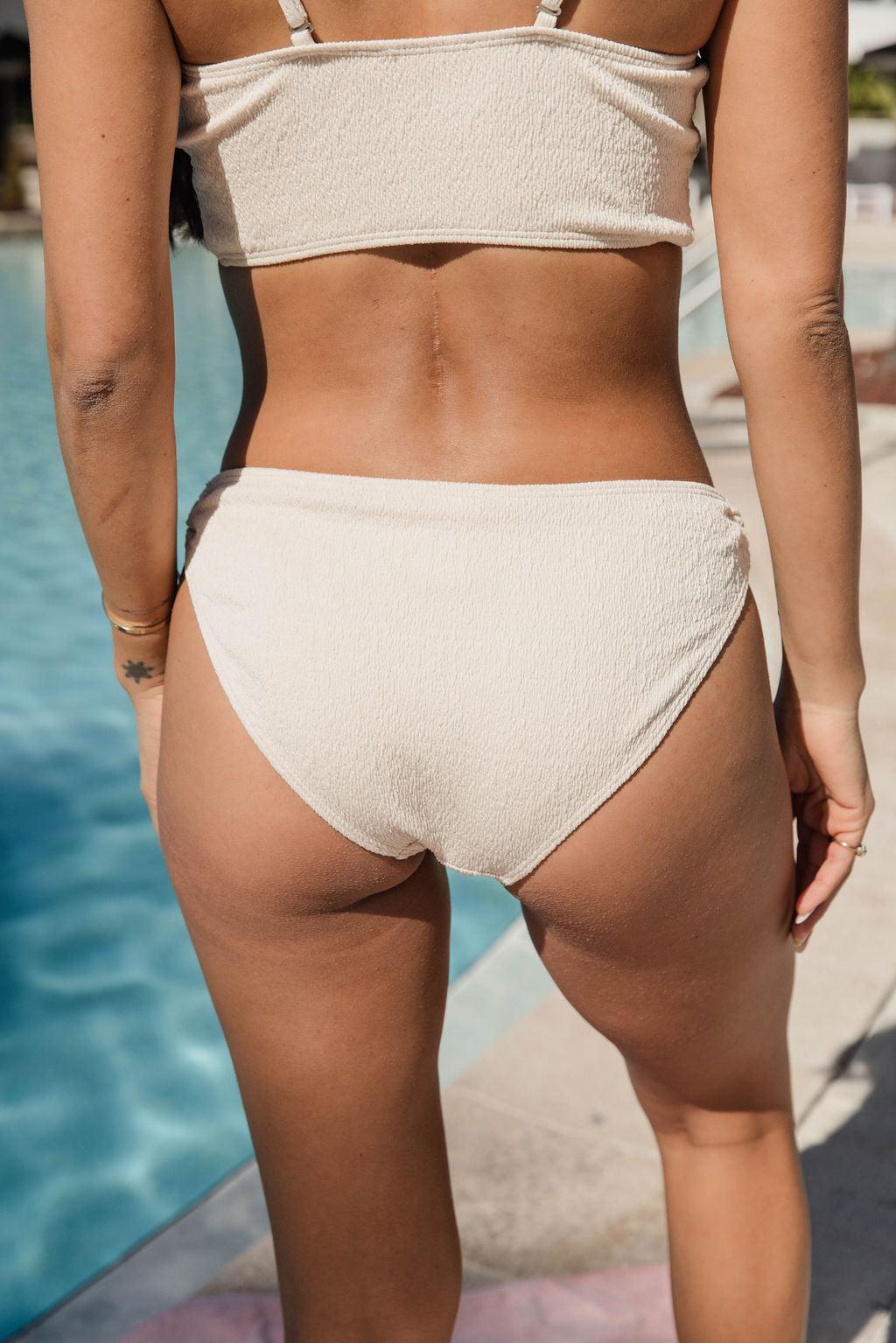 Salt And Stone Oatmeal Textured O-Ring Low Waisted Bikini Bottoms FINAL SALE Product Image