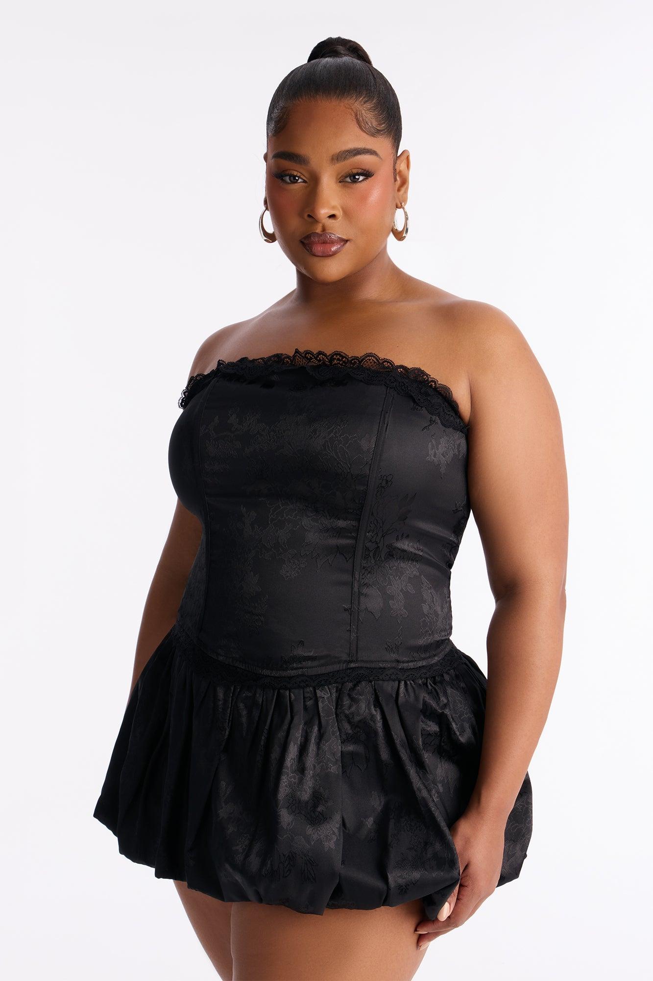 Stella Corset Satin Bubble Mini Dress - Black Female Product Image