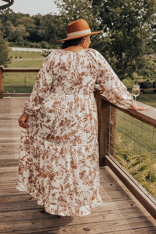 Wine Lover Satin Floral Maxi Dress Curves Product Image