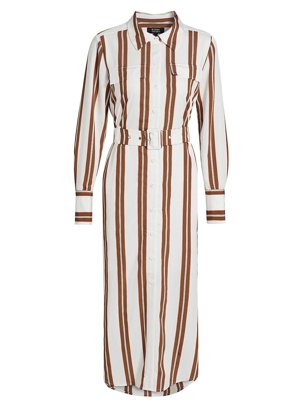 Womens Striped Crepe Midi Shirtdress Size 0 Product Image