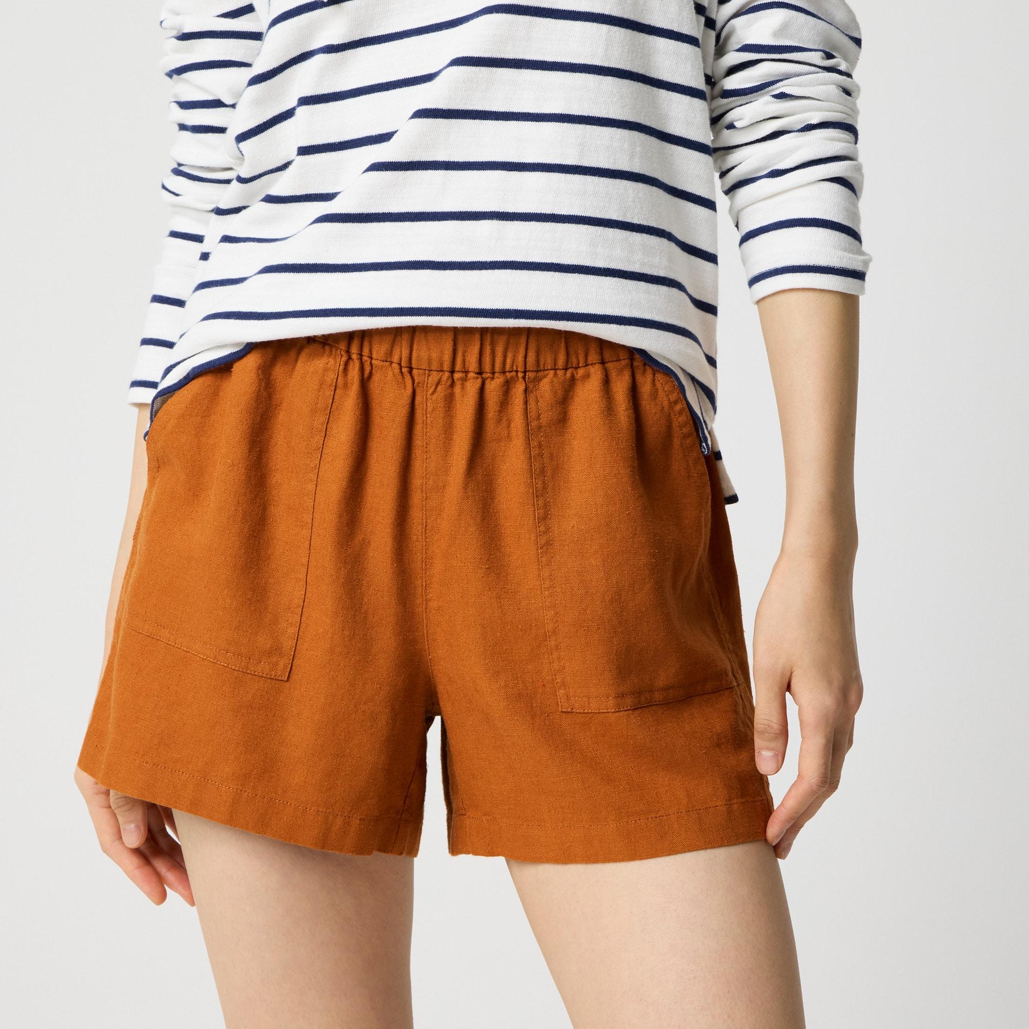 Linen-blend pull-on short Product Image