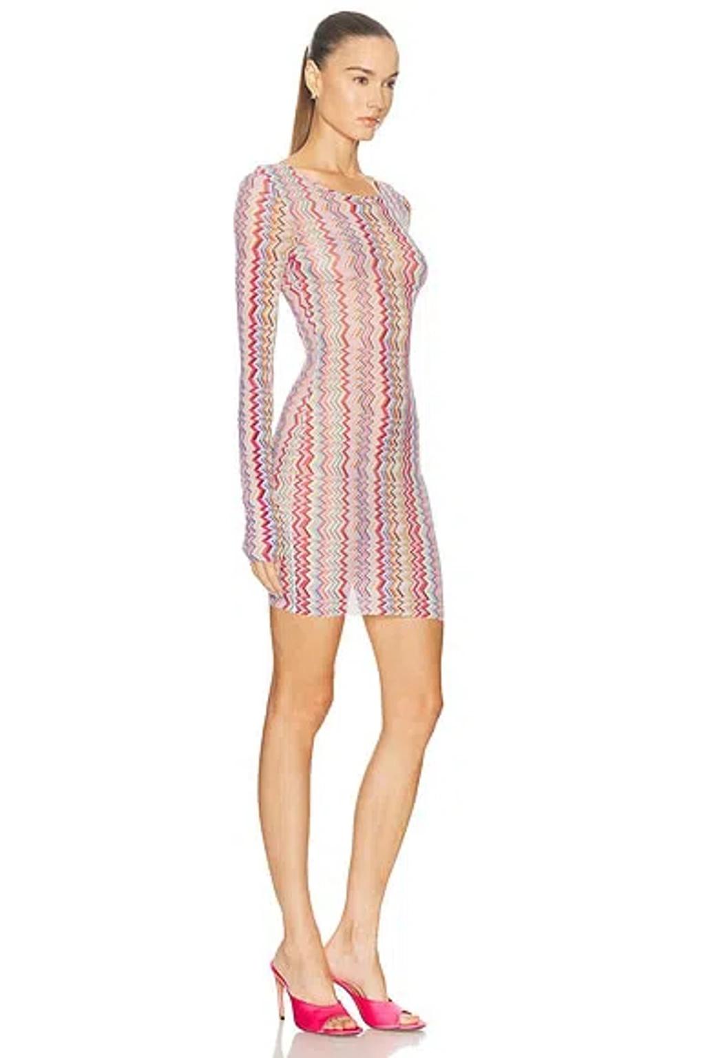 MISSONI Long-sleeve Zigzag Printed Tulle T-shirt In Multi Product Image