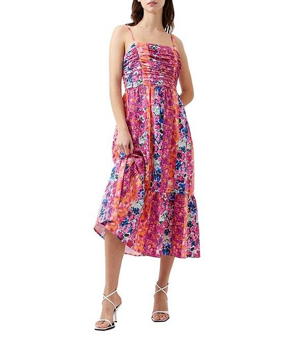 French Connection Carrie Era Floral Square Neck Sleeveless Midi Dress Product Image