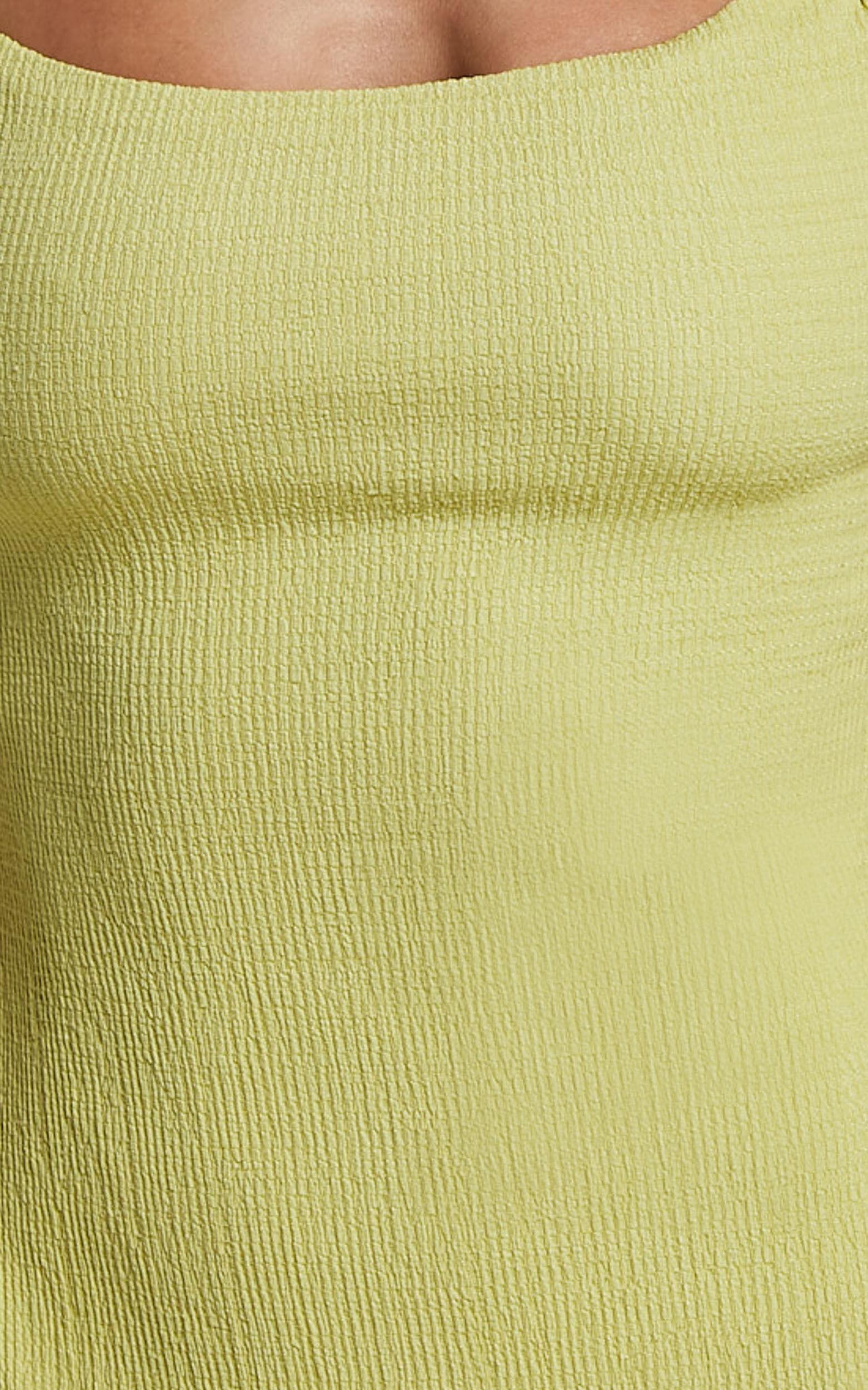 Brie Midi Dress - Scoop Neck Knit Slip Dress in Chartreuse Product Image