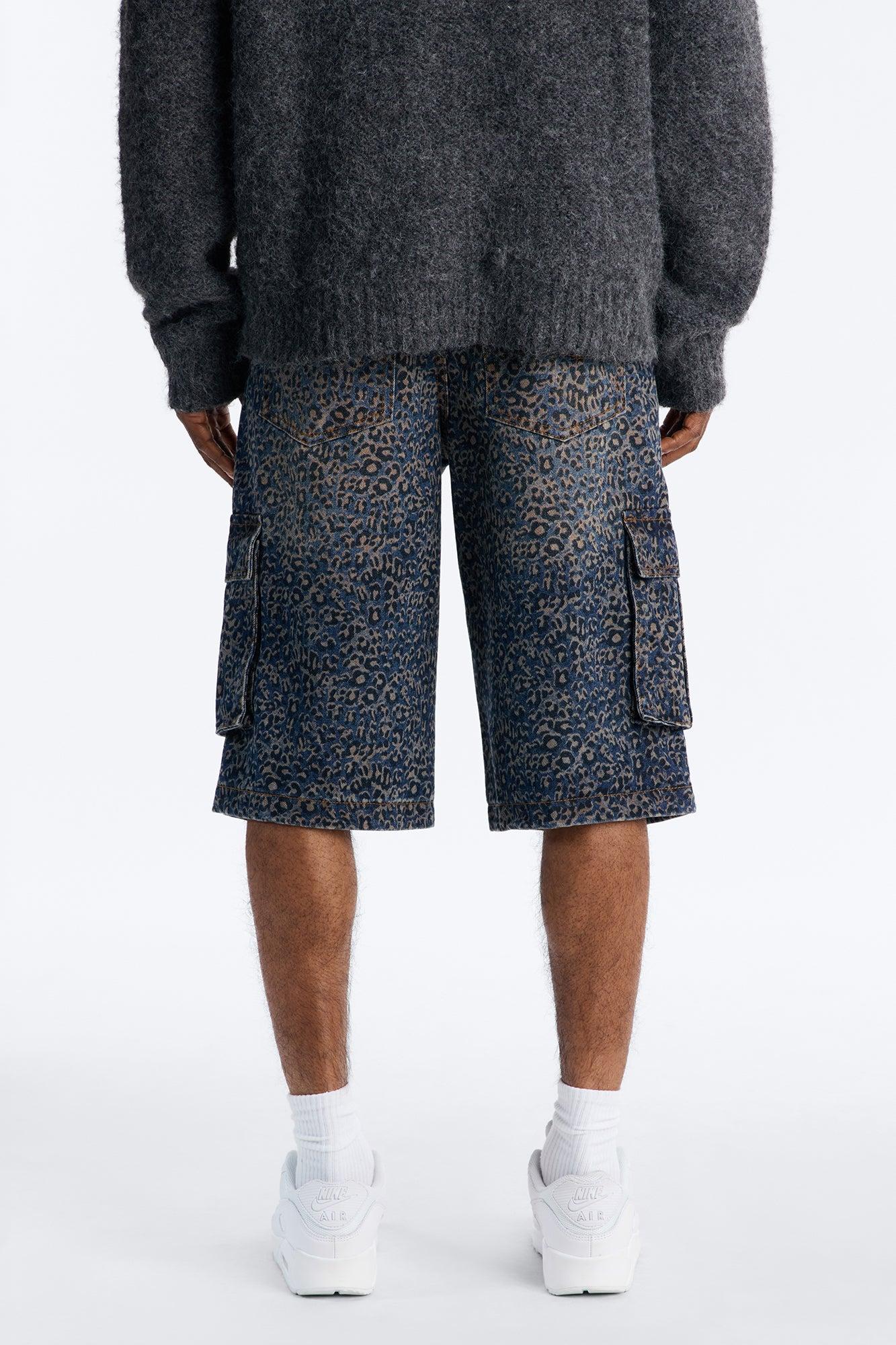 Snow Leopard Dusk Baggy Cargo Denim Short - Dark Wash Male Product Image