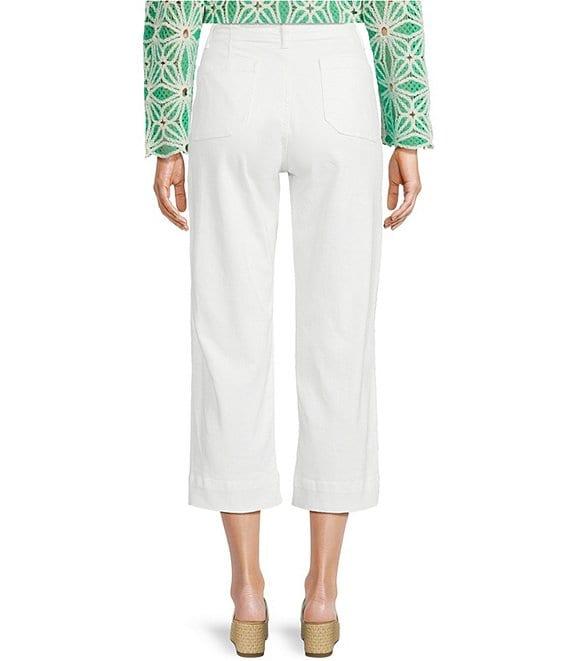 Nurture Petite Size Slub Stretch Denim High Rise Cropped Straight Leg Pants Product Image