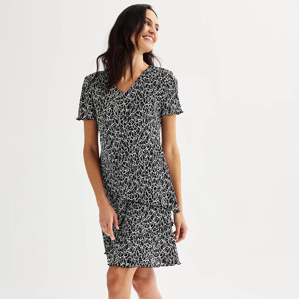 Women's Connected Apparel Pleated Tiered Dress, Size: 4, Black Product Image