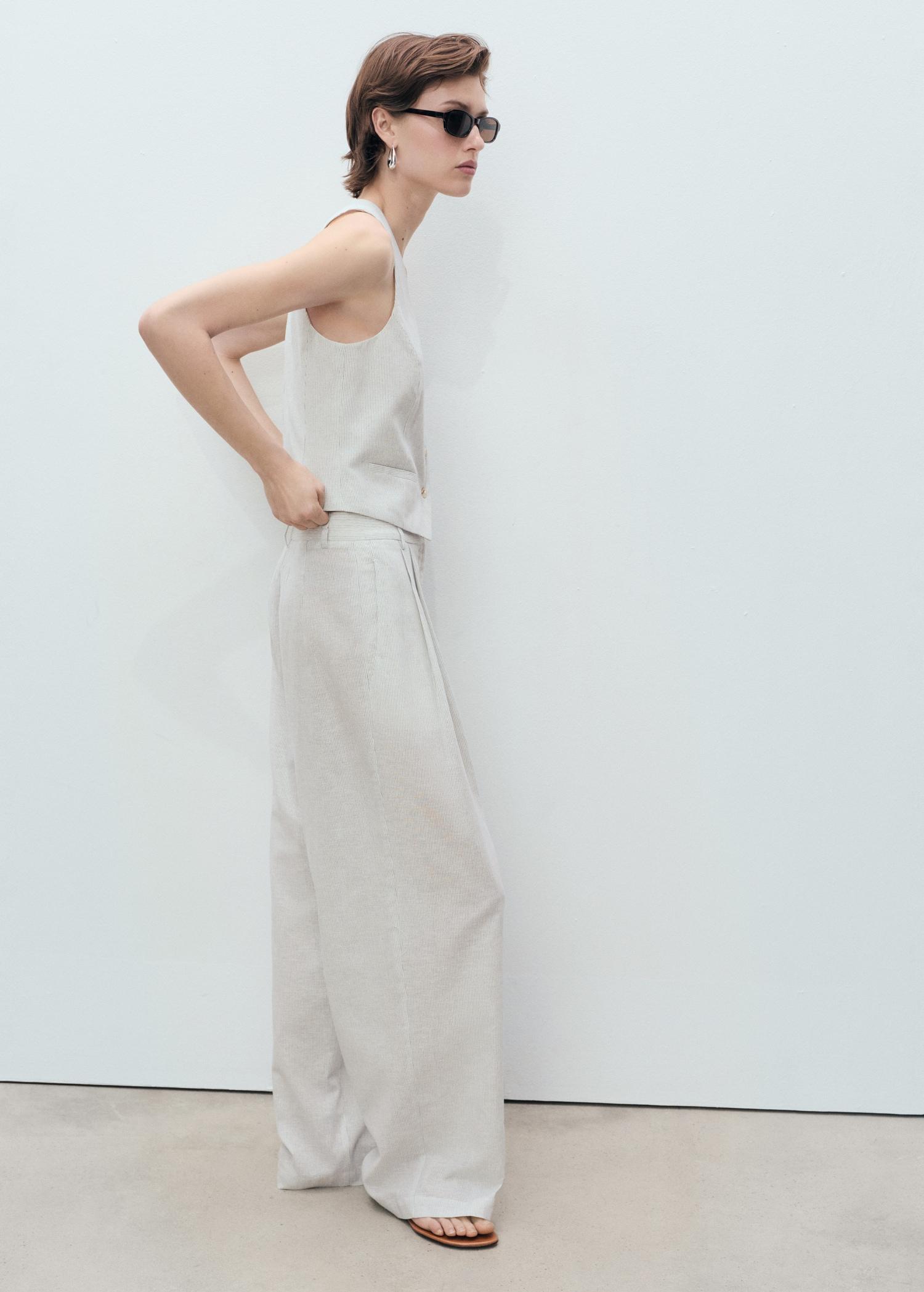 Straight-fit linen-blend suit pants - Women | MANGO USA Product Image