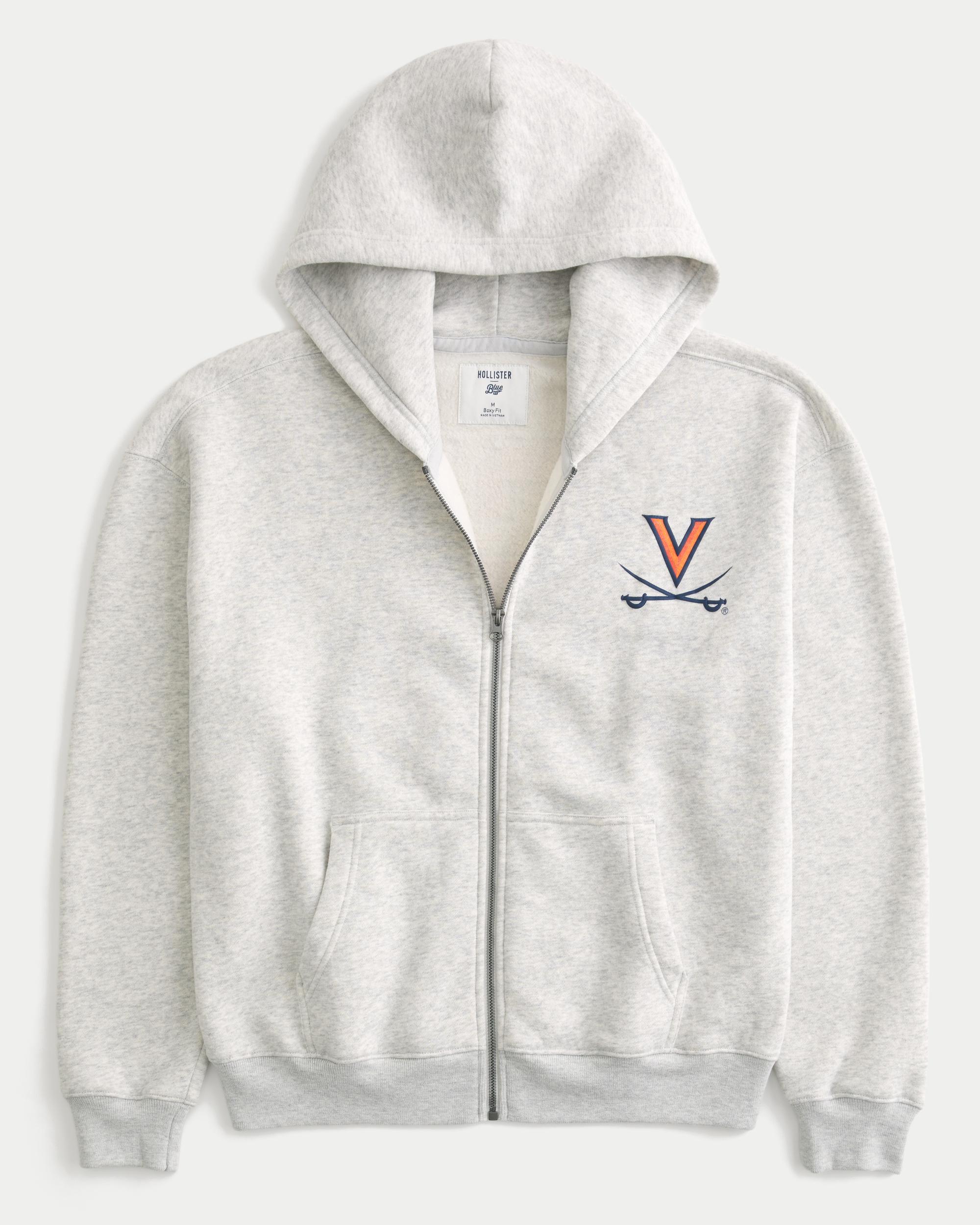 Boxy Zip-Up University of Virginia Graphic Hoodie Product Image