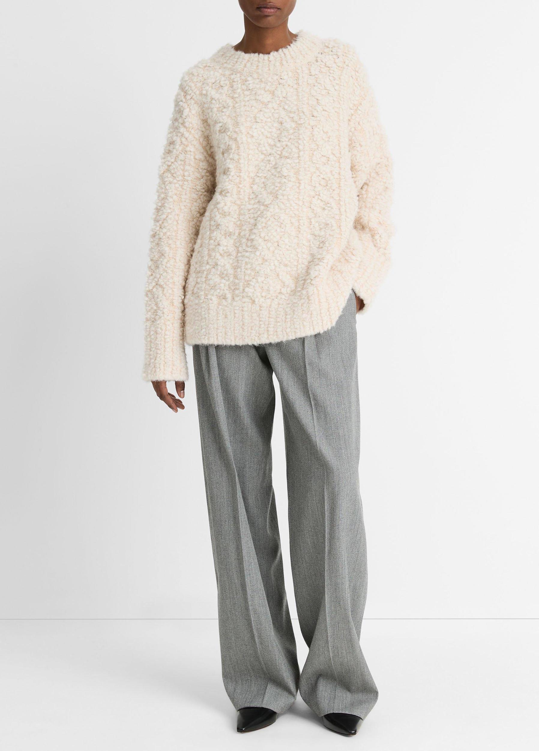 Textured Loop-Stitch Cable Wool-Blend Sweater Product Image