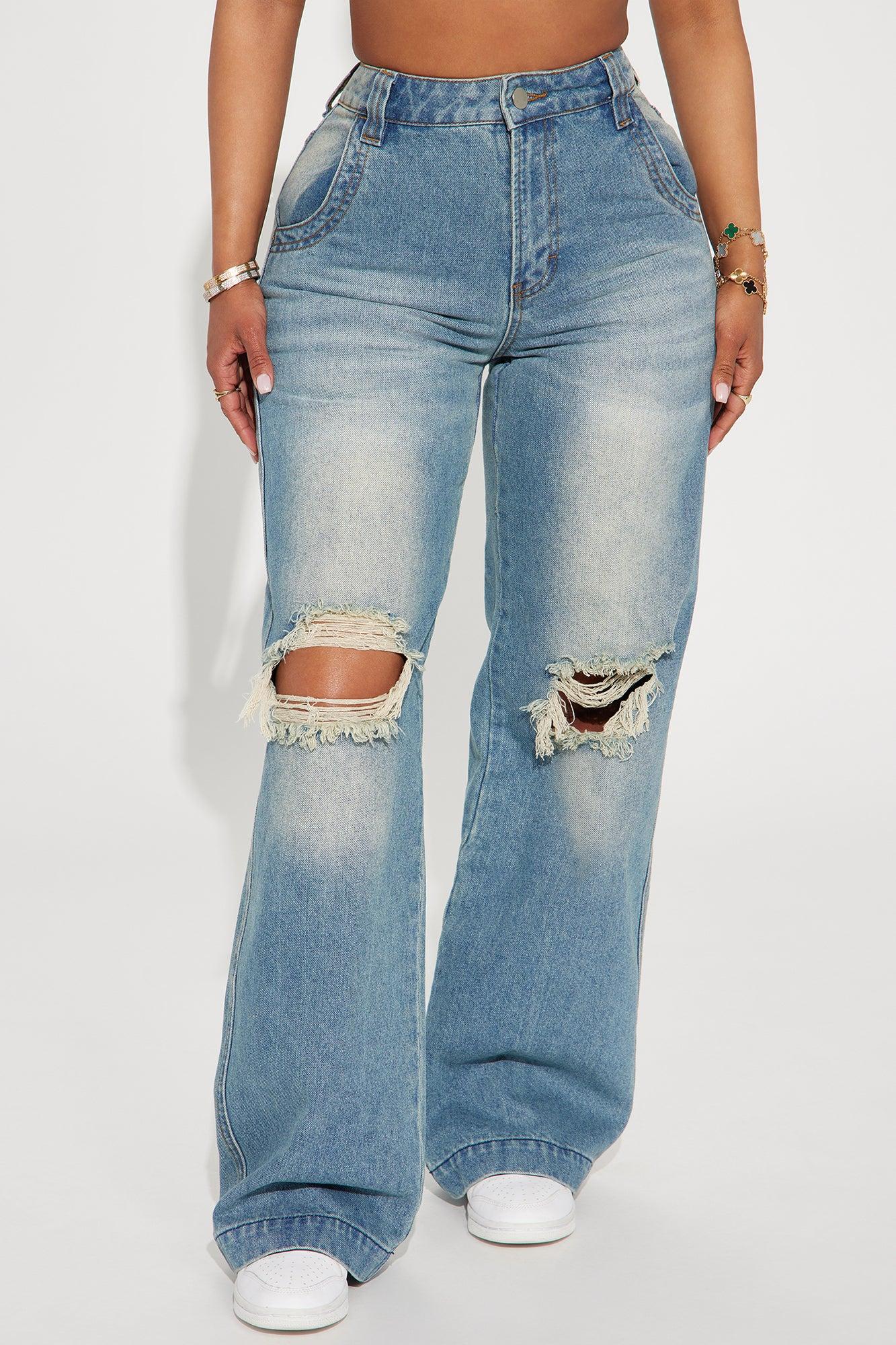 Drew Drop Waist Baggy Jeans - Medium Wash Product Image