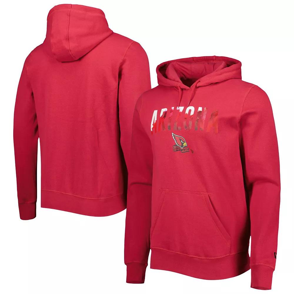 Men's New Era Cardinal Arizona Cardinals Ink Dye Pullover Hoodie,  Product Image