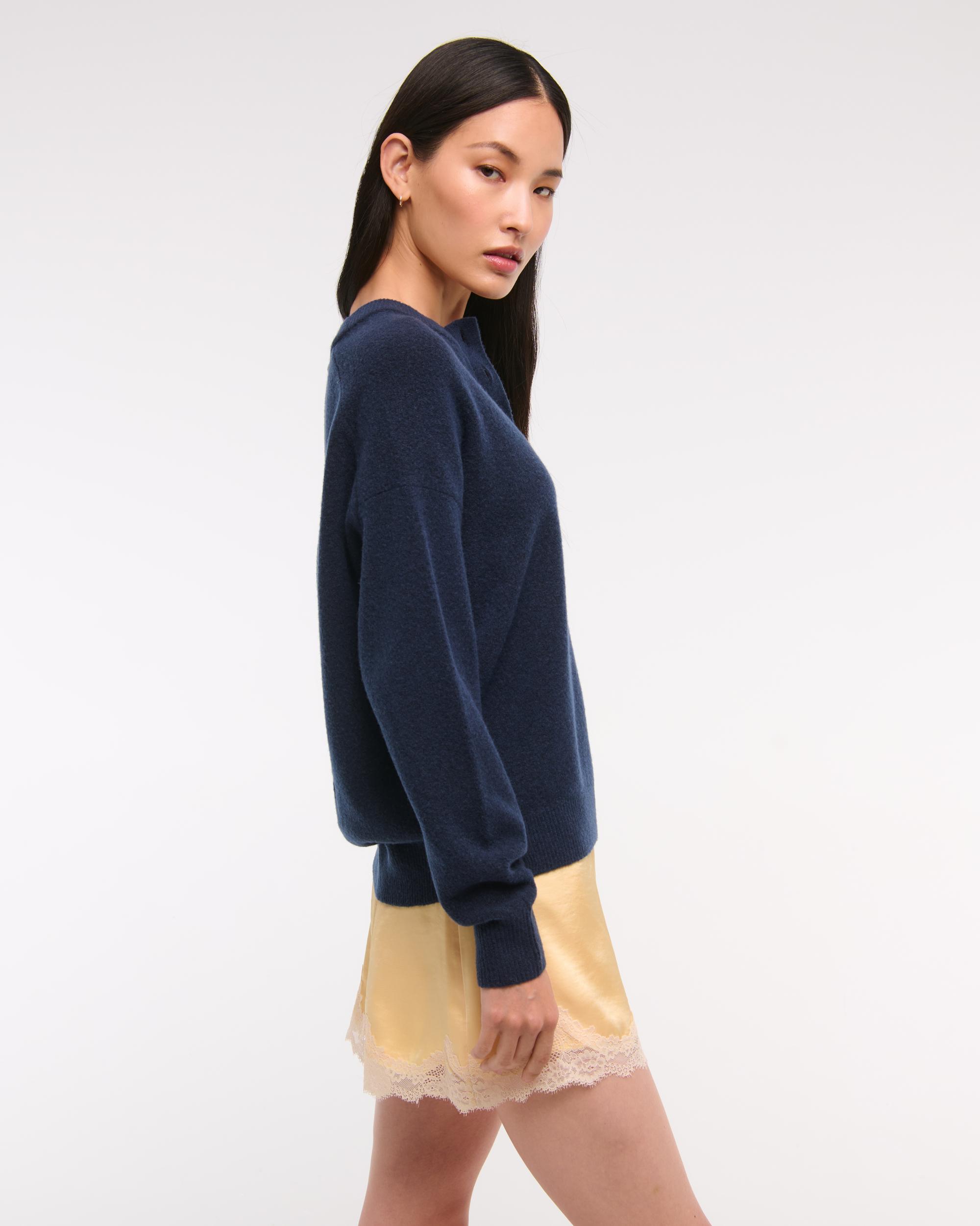 Merino Wool-Blend Henley Sweater Product Image