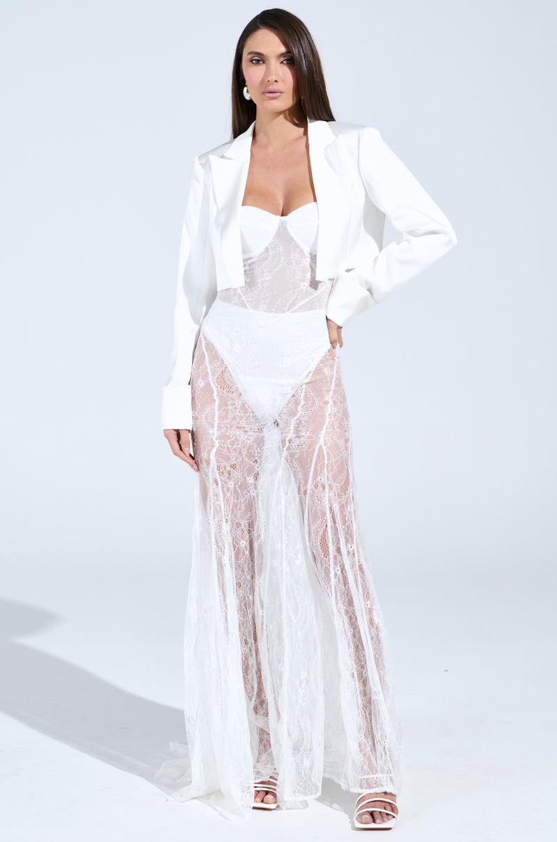 TROUBLES HERE LACE MAXI DRESS IN WHITE Product Image
