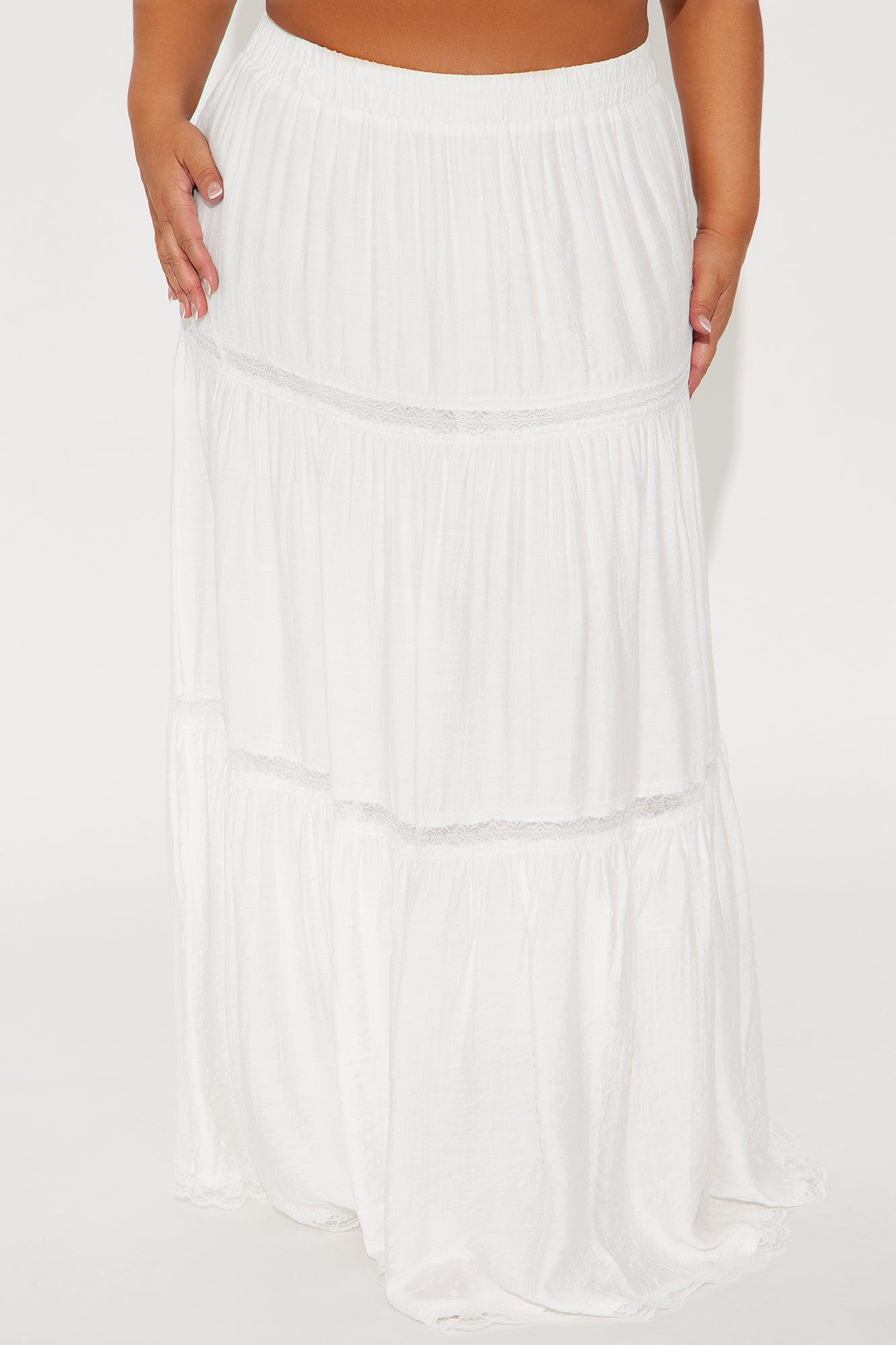 Natalia Tiered Gauze Maxi Skirt - White Product Image