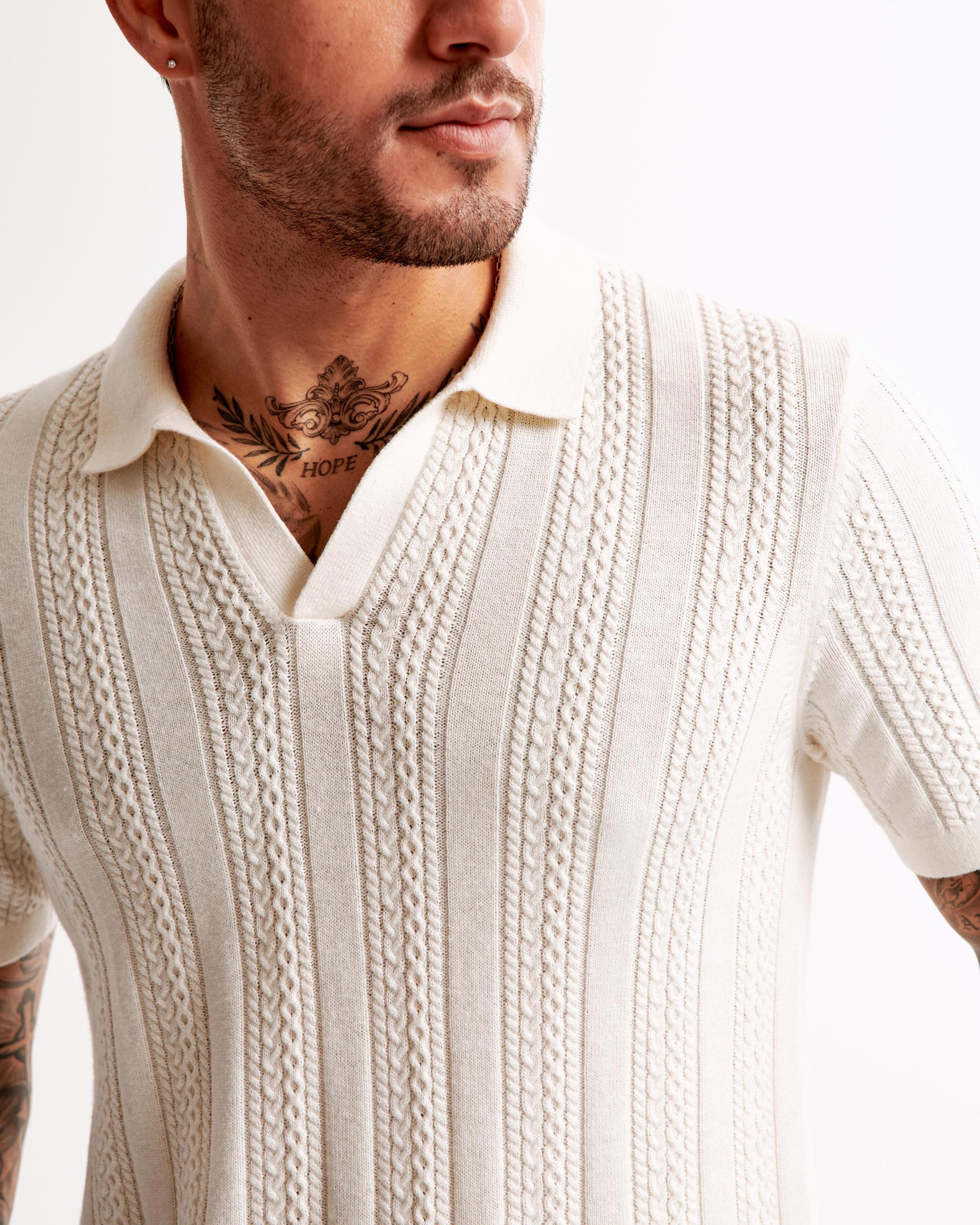 Cable Stitch Johnny Collar Sweater Polo Product Image