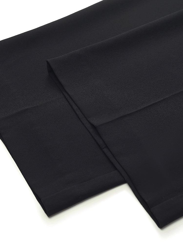 Triacetate High-Waisted Straight Women Pants With Rope Belt Product Image