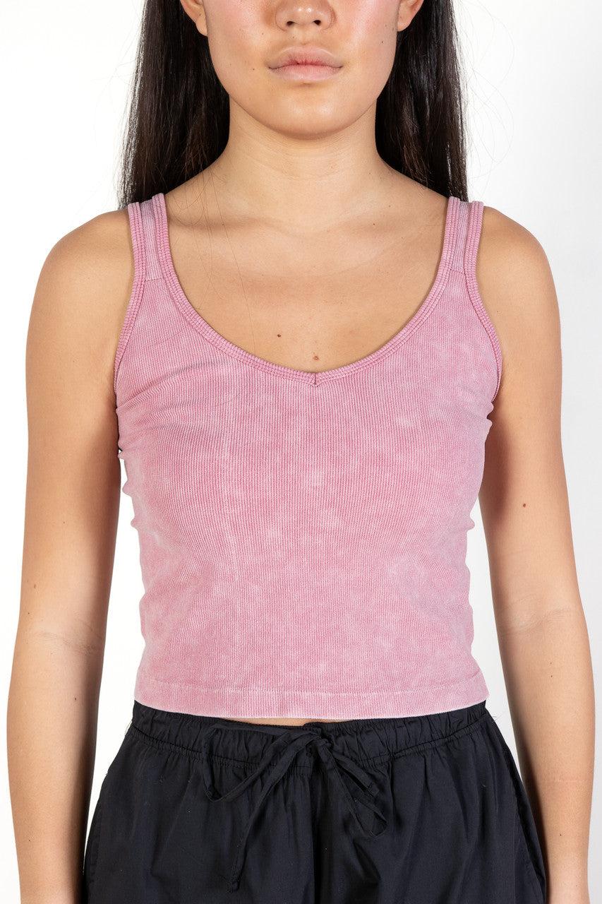 Sky Blue Ribbed Deep V Top Product Image